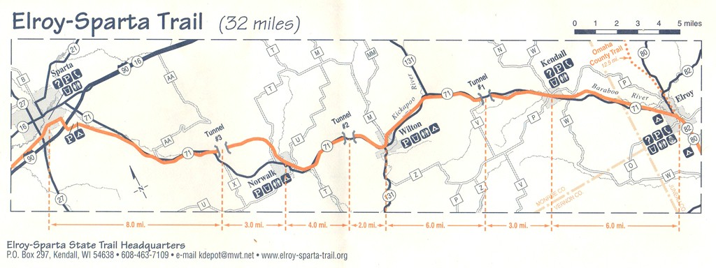 Elroy Wisconsin bike trail map.